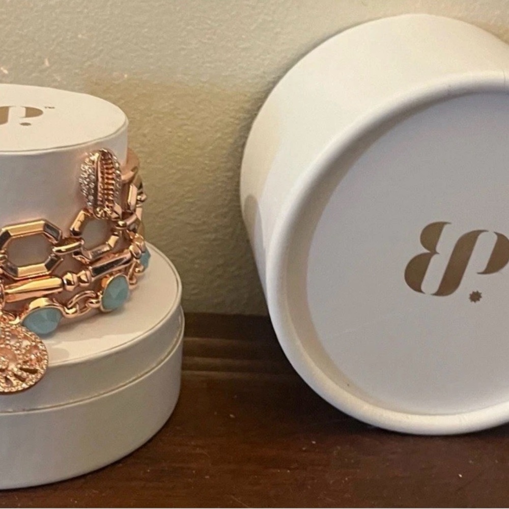 PRICE DROP:
Chic Rose Gold and Light Blue Bracelet Set - Picture 2 of 4